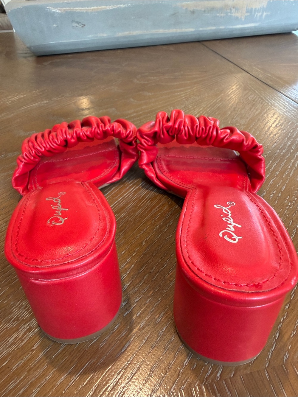 Qupid Red Ruched Slide Sandals - Picture 6 of 8